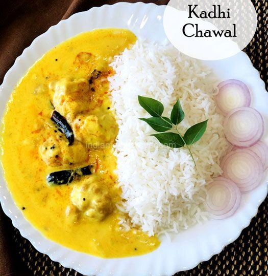Kadhi Chawal Recipe - Punjabi Kadhi Chawal - Indian Yogurt Curry With Rice
