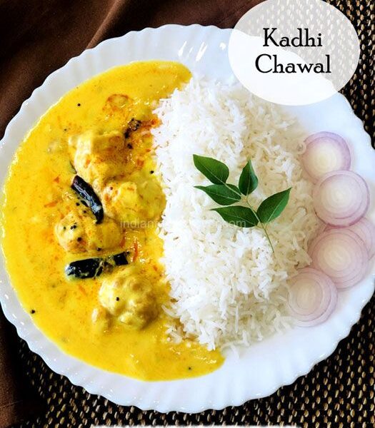 Kadhi Chawal Recipe - Punjabi Kadhi Chawal - Indian Yogurt Curry With Rice